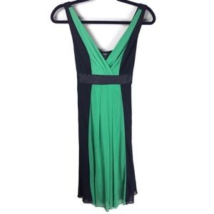 Alyn Paige Surplice Colorblock Sleeveless Tie Back Empire Waist Midi Dress Small